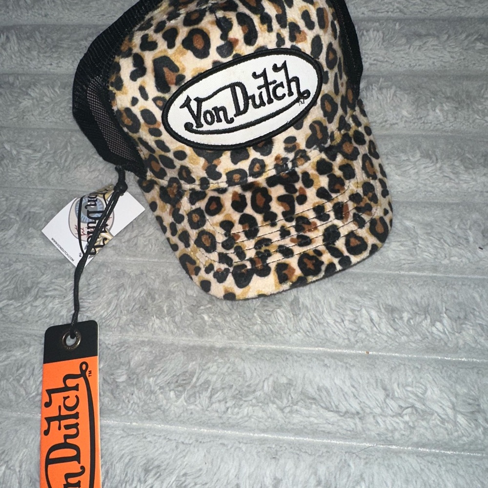 Von Dutch Leopard Print Trucker Hat - Black, Brown, Tan